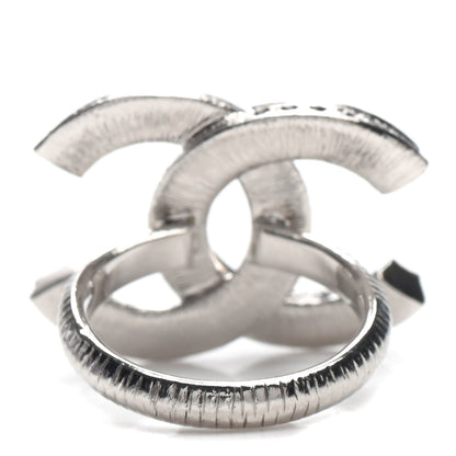 Chanel Crystal CC Ring 6 Silver Black 3 of 4