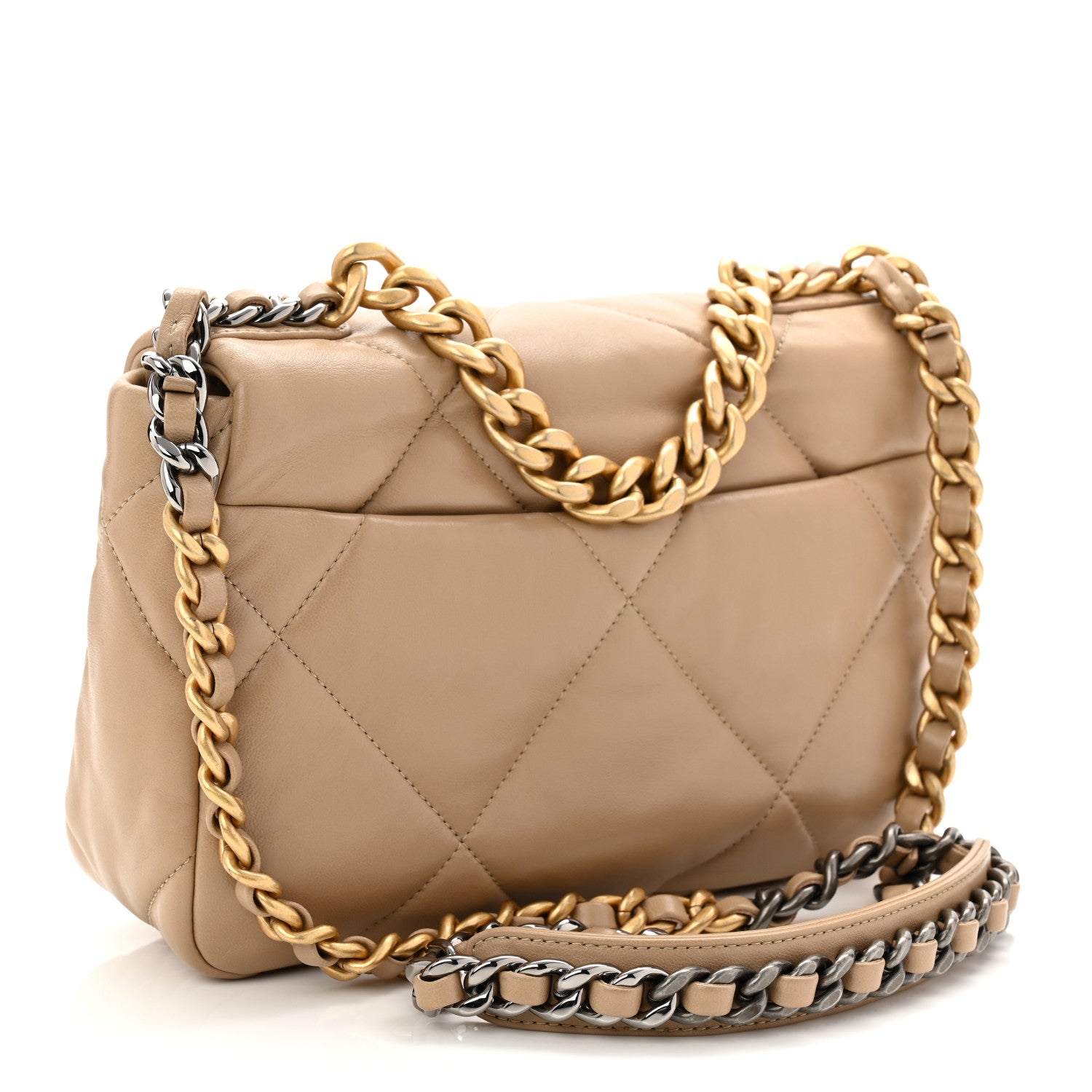 Chanel Lambskin Quilted Medium Chanel 19 Flap Dark Beige 3 of 11