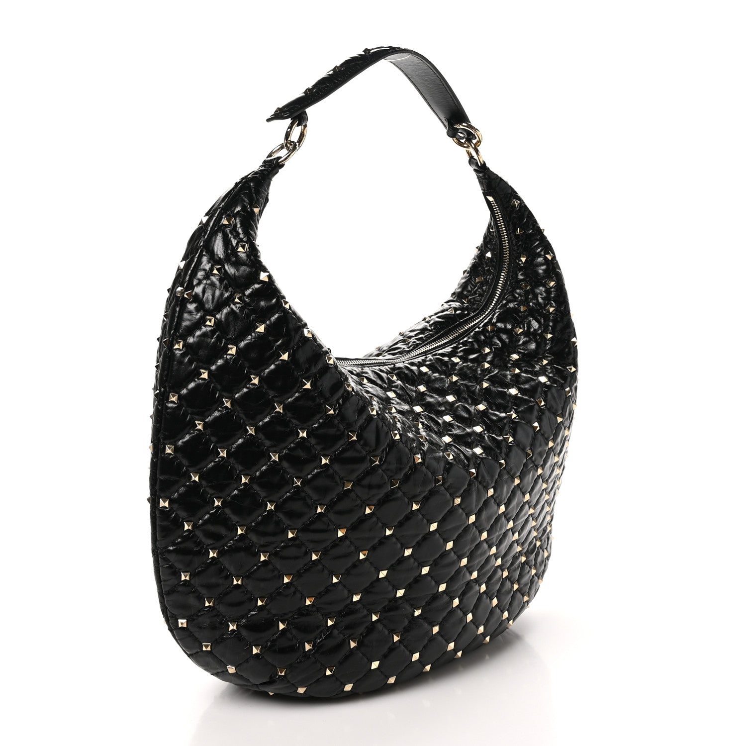 Valentino Garavani Nappa Rockstud Spike Hobo Black 3 of 9