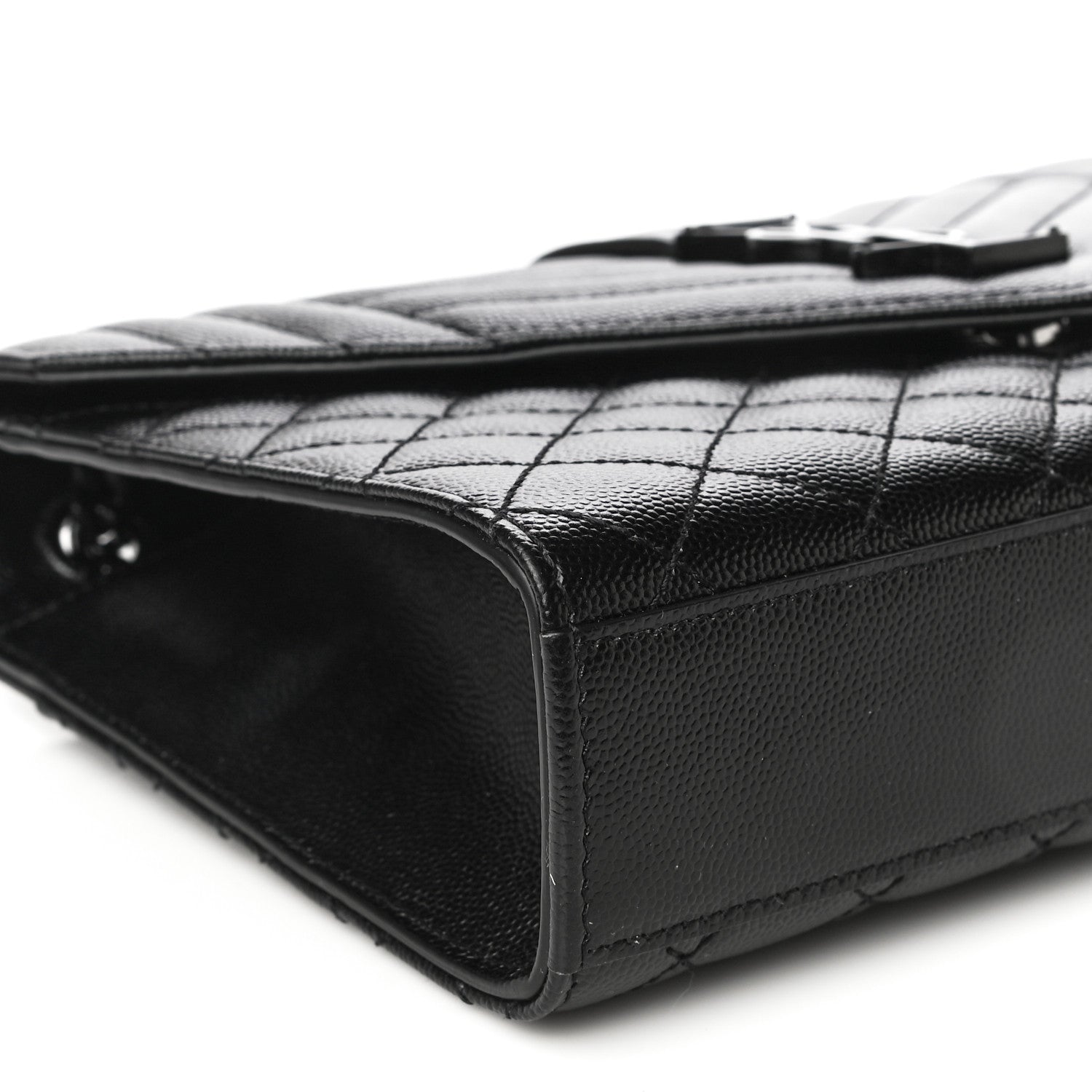 Saint Laurent Grain De Poudre Textured Mixed Matelasse Triquilt Medium Monogram Satchel Black 9 of 10