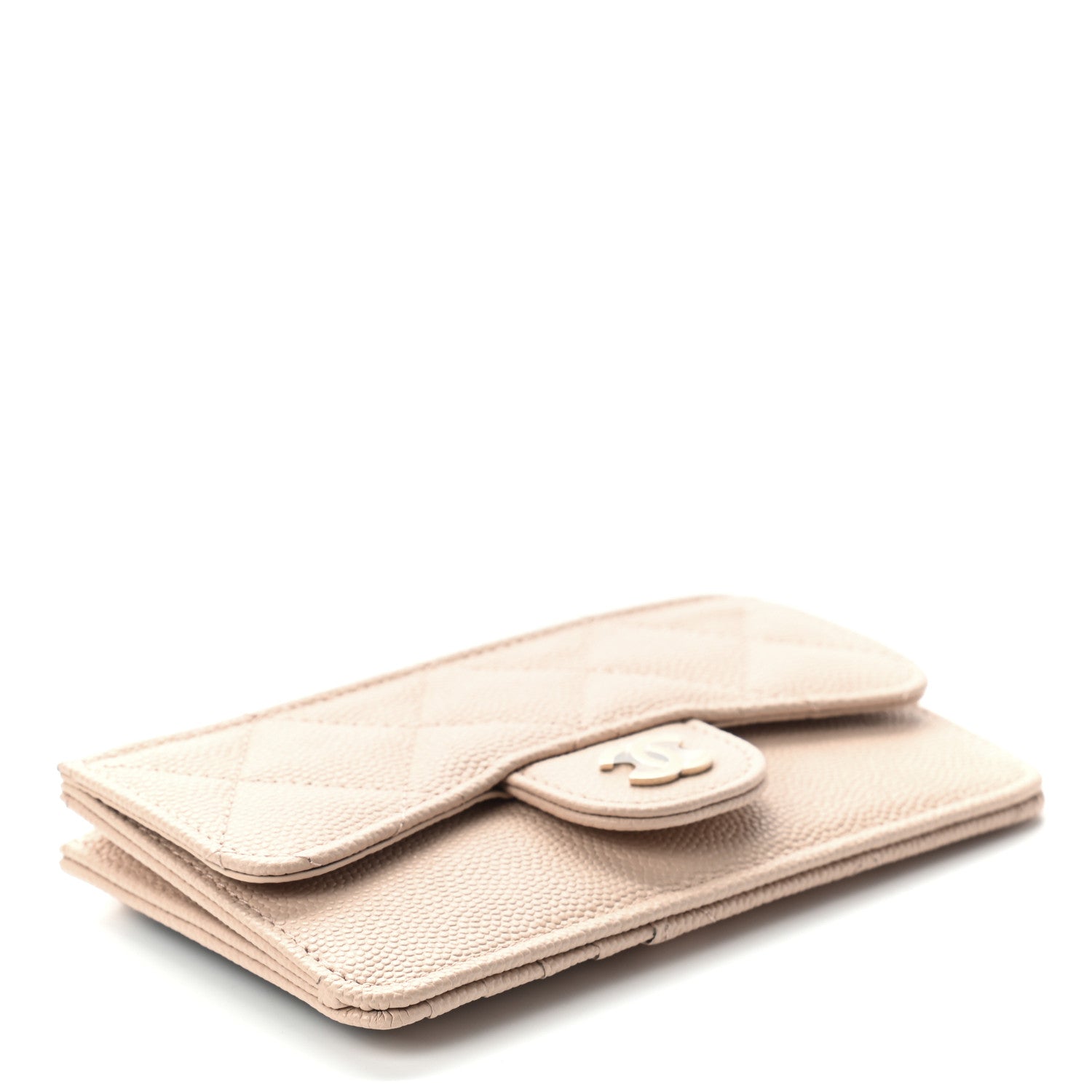 Chanel Caviar Quilted Flap Zip Card Holder Beige 4 of 7