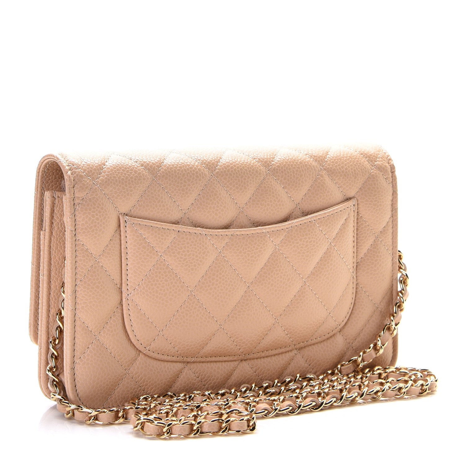 Chanel Caviar Quilted Wallet On Chain WOC Beige 2 of 6