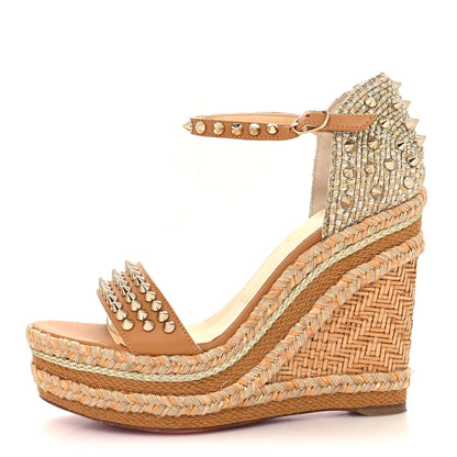Christian Louboutin Nappa Madmonica 120 Wedge Sandals 37 Gold Silver 1 of 8