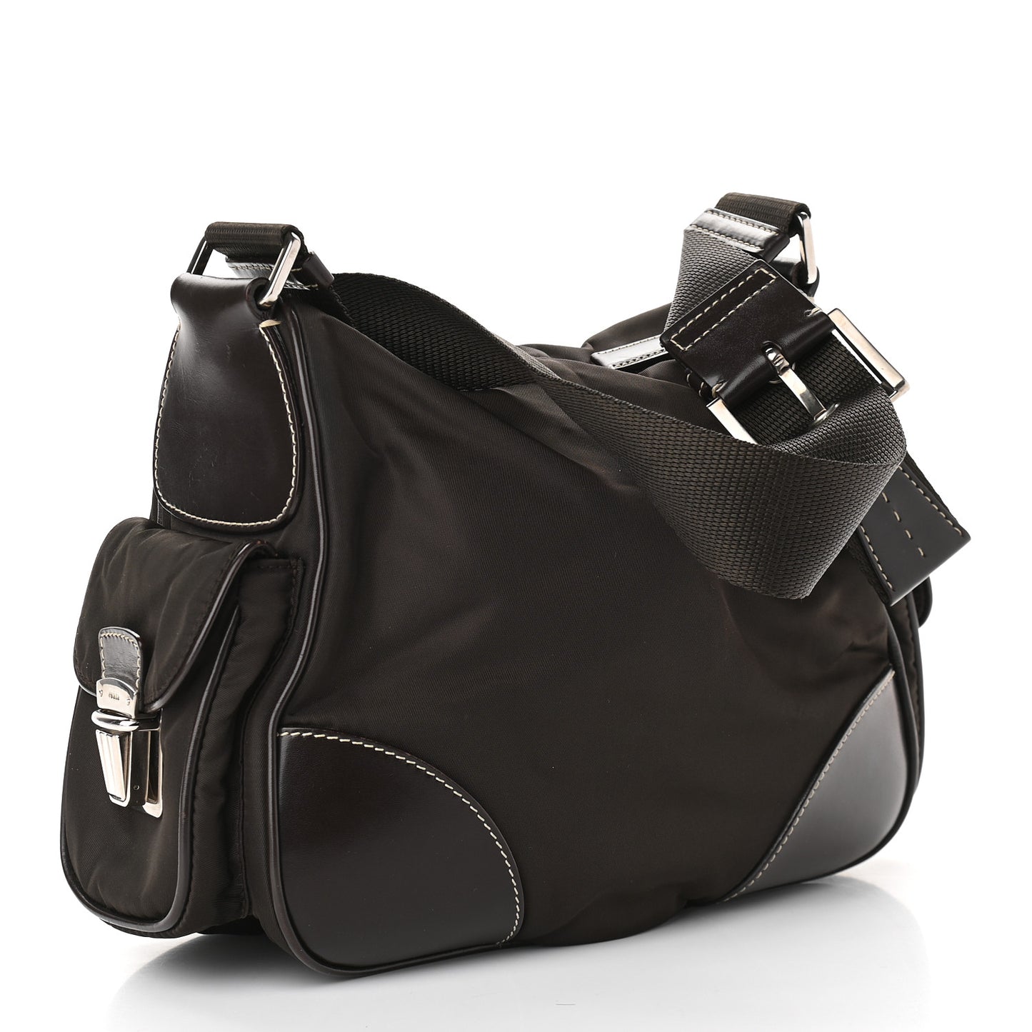 Calfskin Tessuto Nylon Shoulder Bag Moro