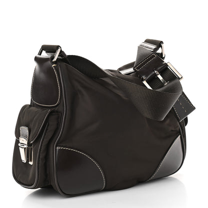 Prada Calfskin Tessuto Nylon Shoulder Bag Moro 3 of 9