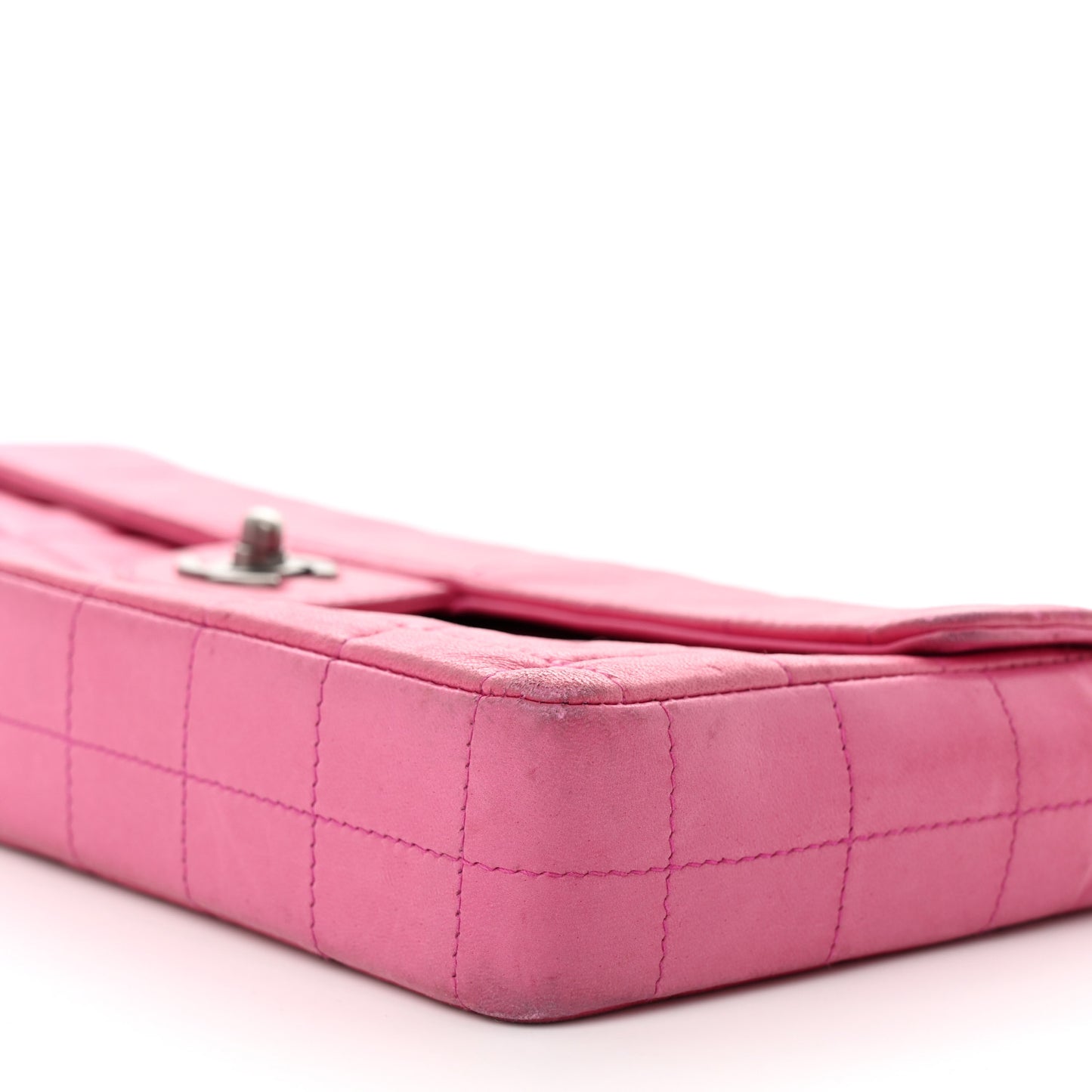 Lambskin East West Chocolate Bar Flap Pink
