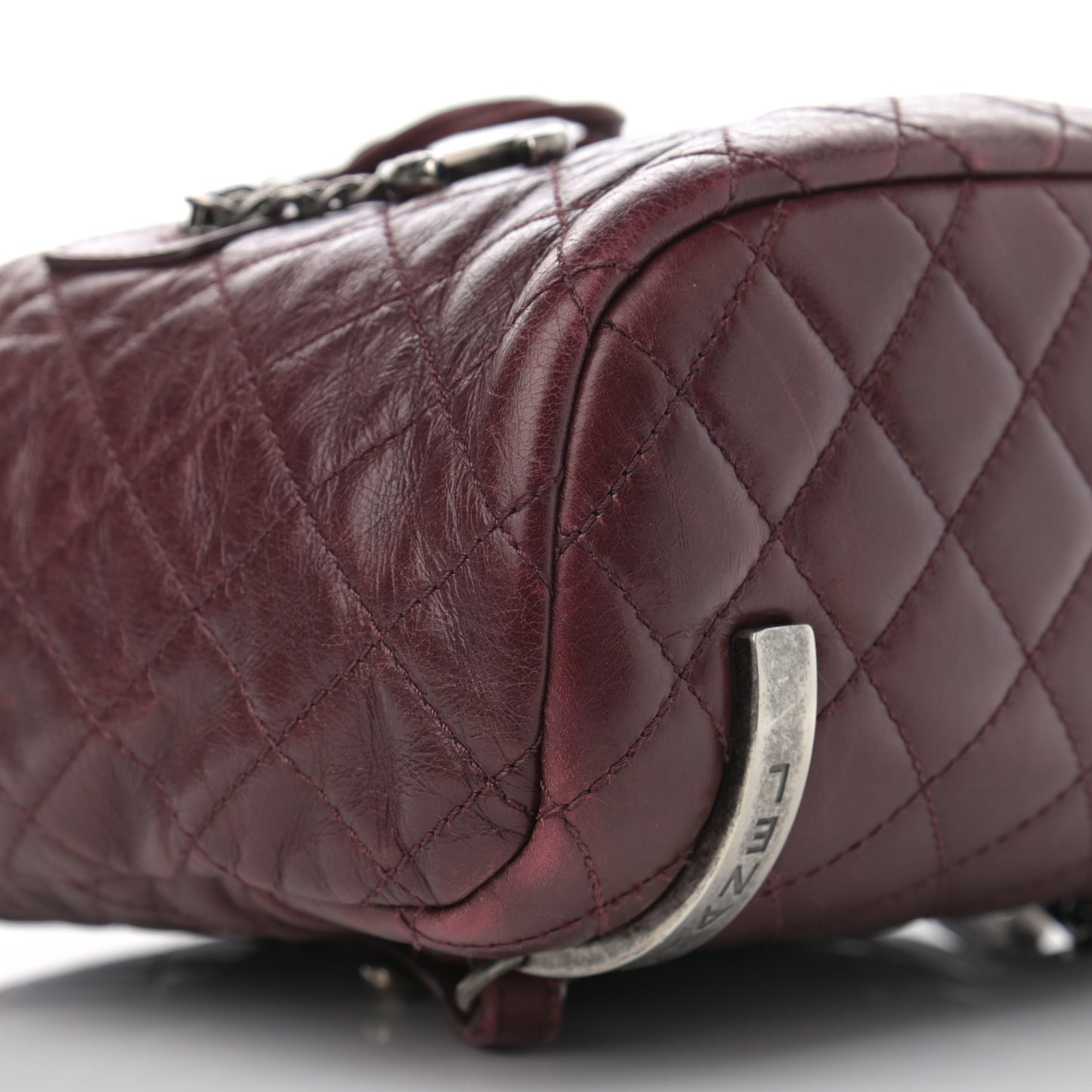 Glazed Calfskin Quilted Small Salzburg Backpack Burgundy
