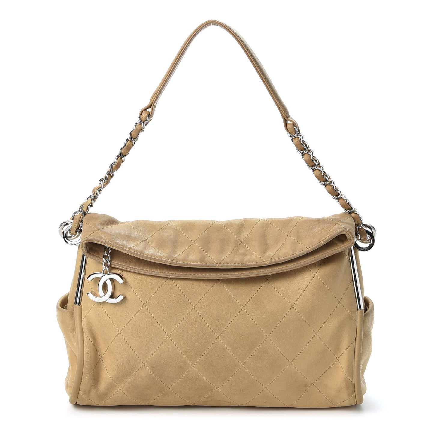 Lambskin Stitched Medium Ultimate Soft Tote Beige