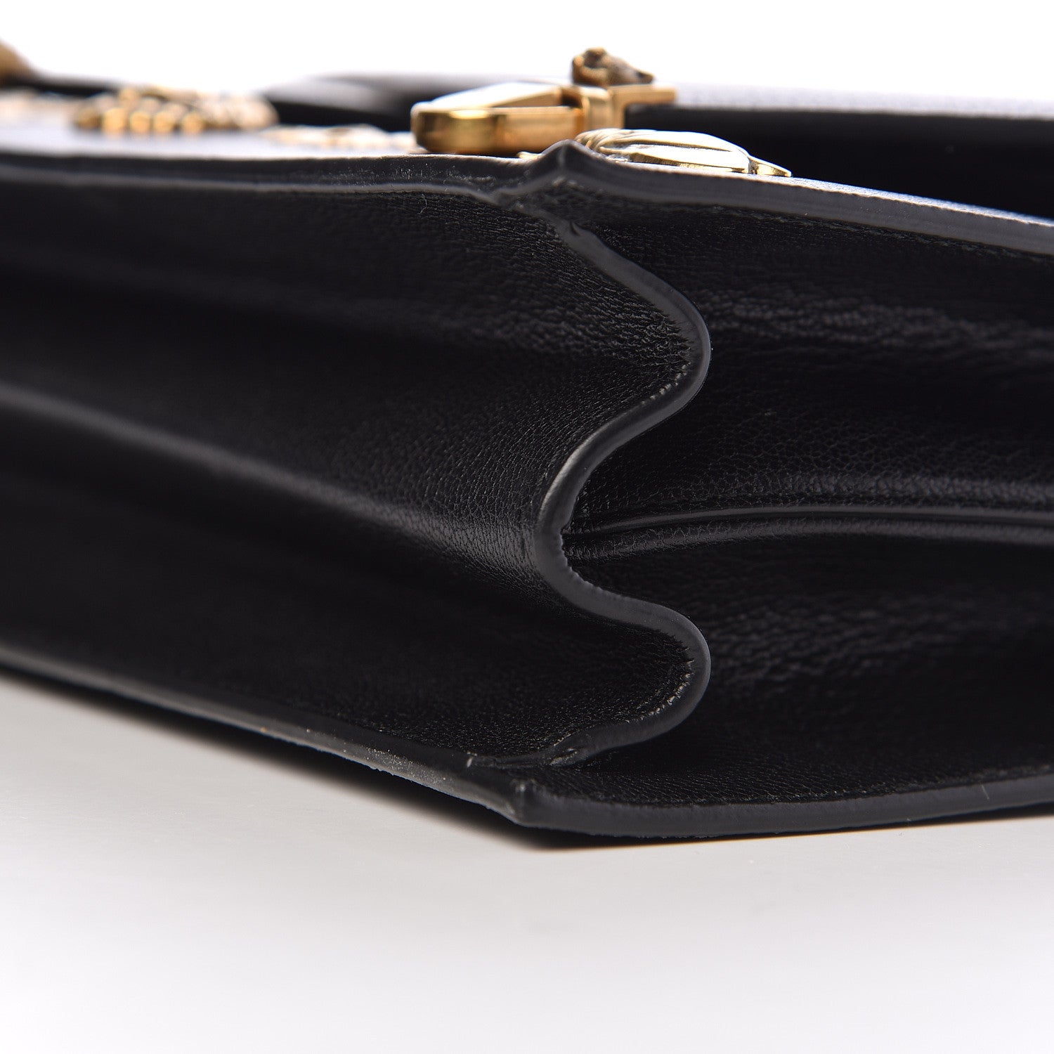 Gucci Calfskin Snakeskin Studded Medium Ottilia Top Handle Bag Black 13 of 13