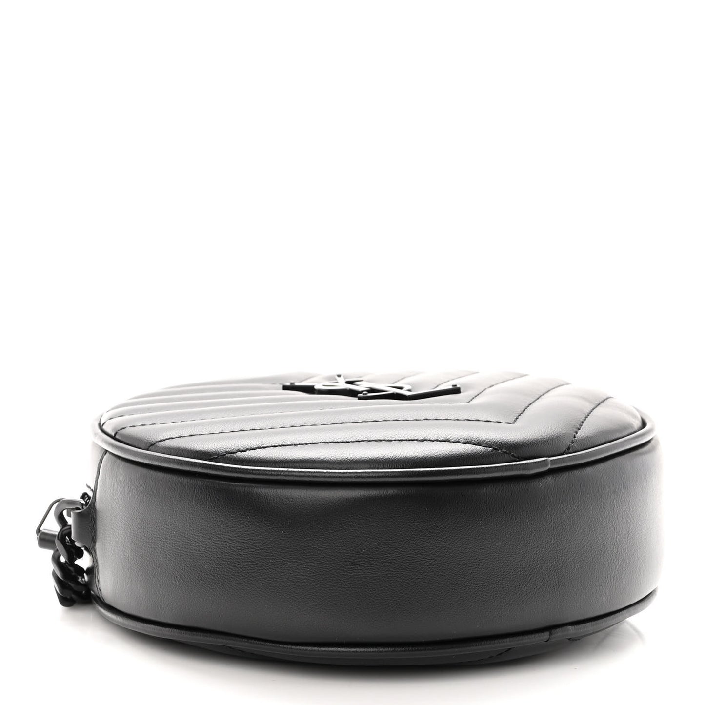 Calfskin Matelasse Chevron Round Vinyle Camera Bag Black
