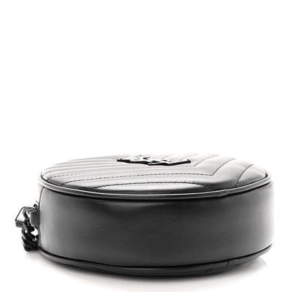 Saint Laurent Calfskin Matelasse Chevron Round Vinyle Camera Bag Black 4 of 9