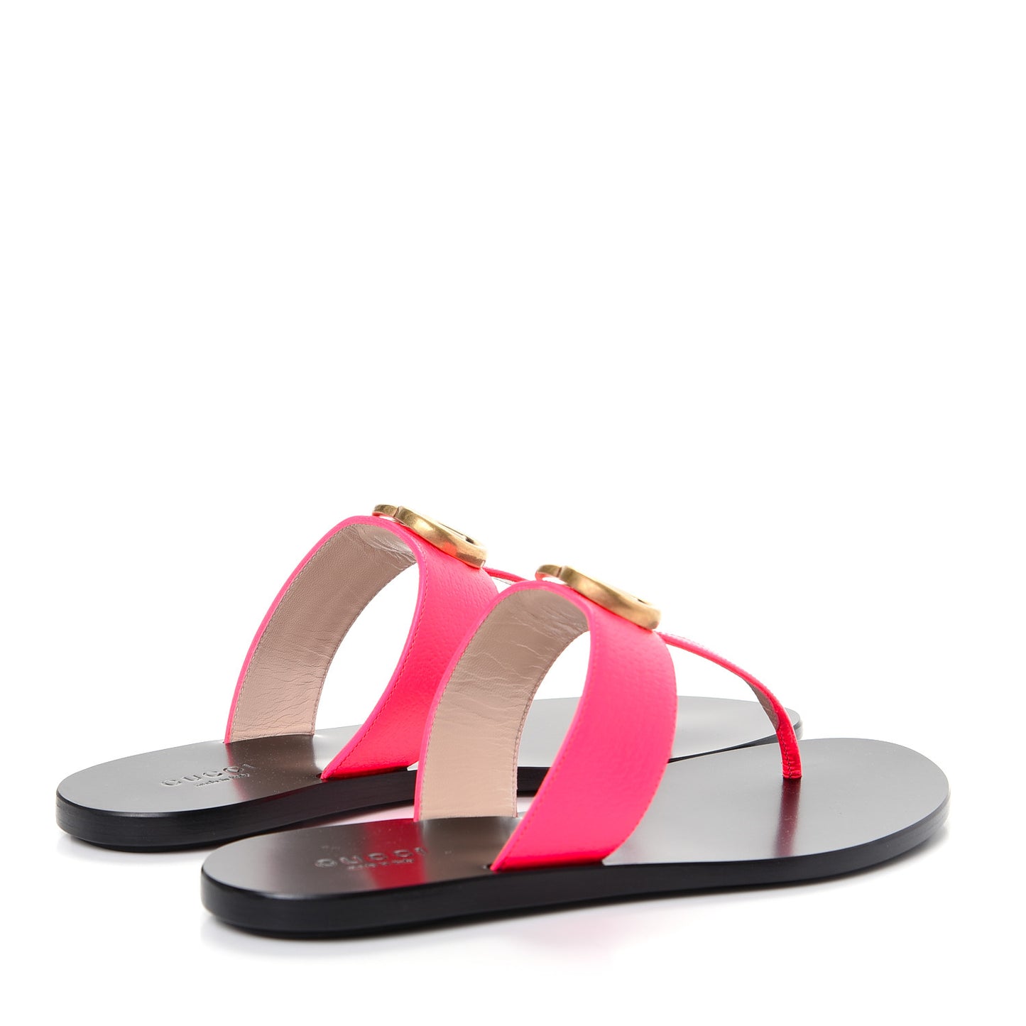 Calfskin GG Marmont Thong Sandals 36 Fuxia Fluo
