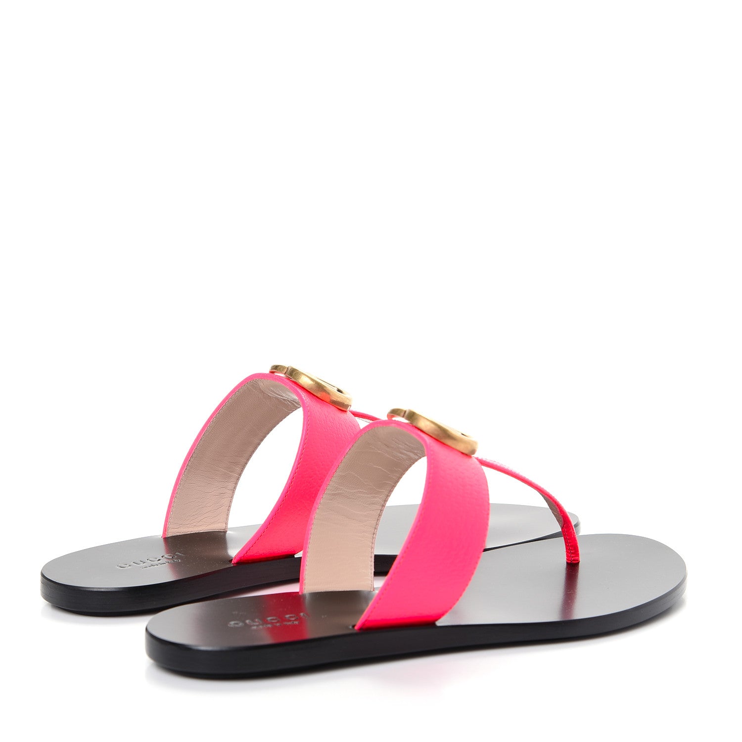 Gucci Calfskin GG Marmont Thong Sandals 36 Fuxia Fluo 4 of 10