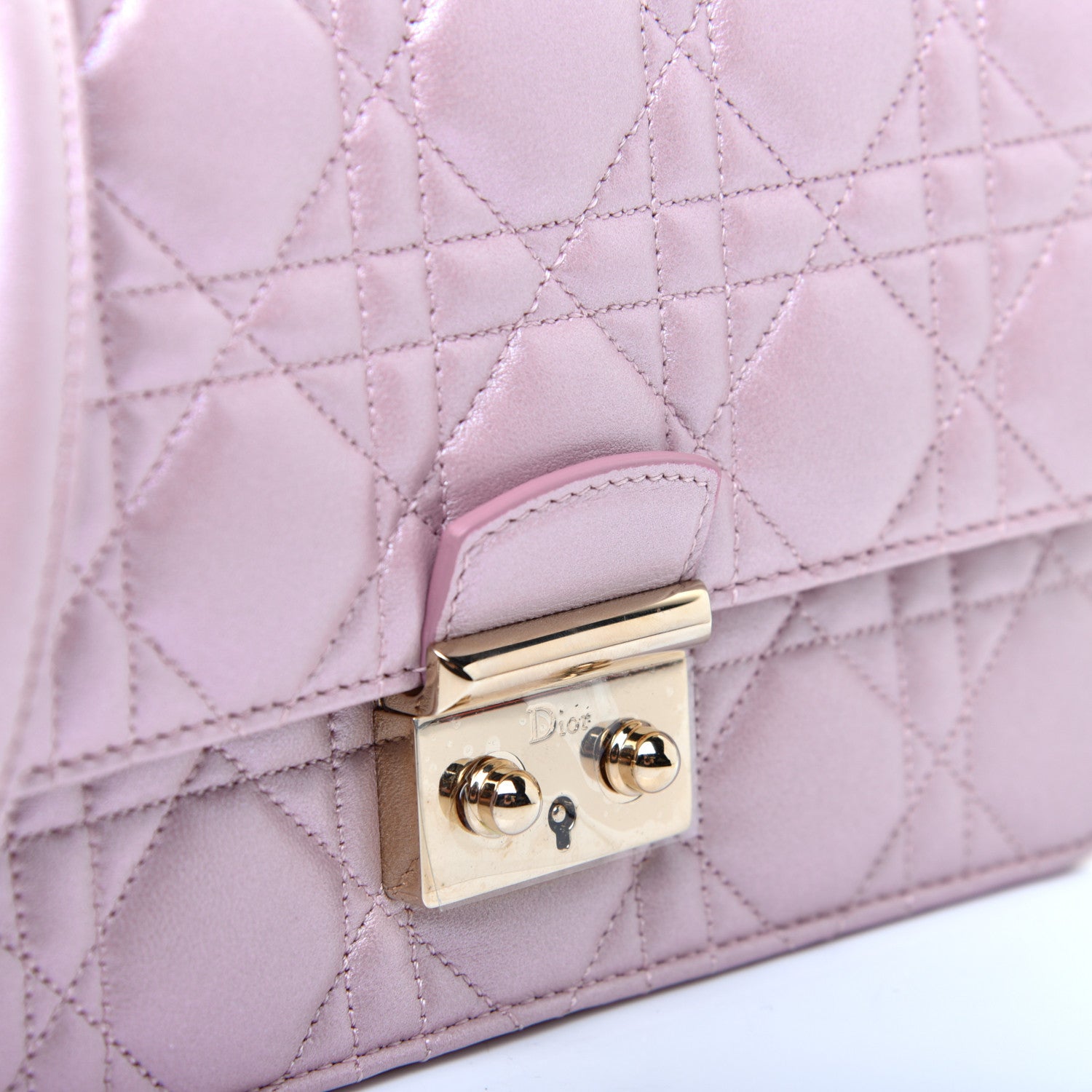 Christian Dior Pearly Lambskin Cannage Miss Dior Promenade Pouch Lotus 11 of 11