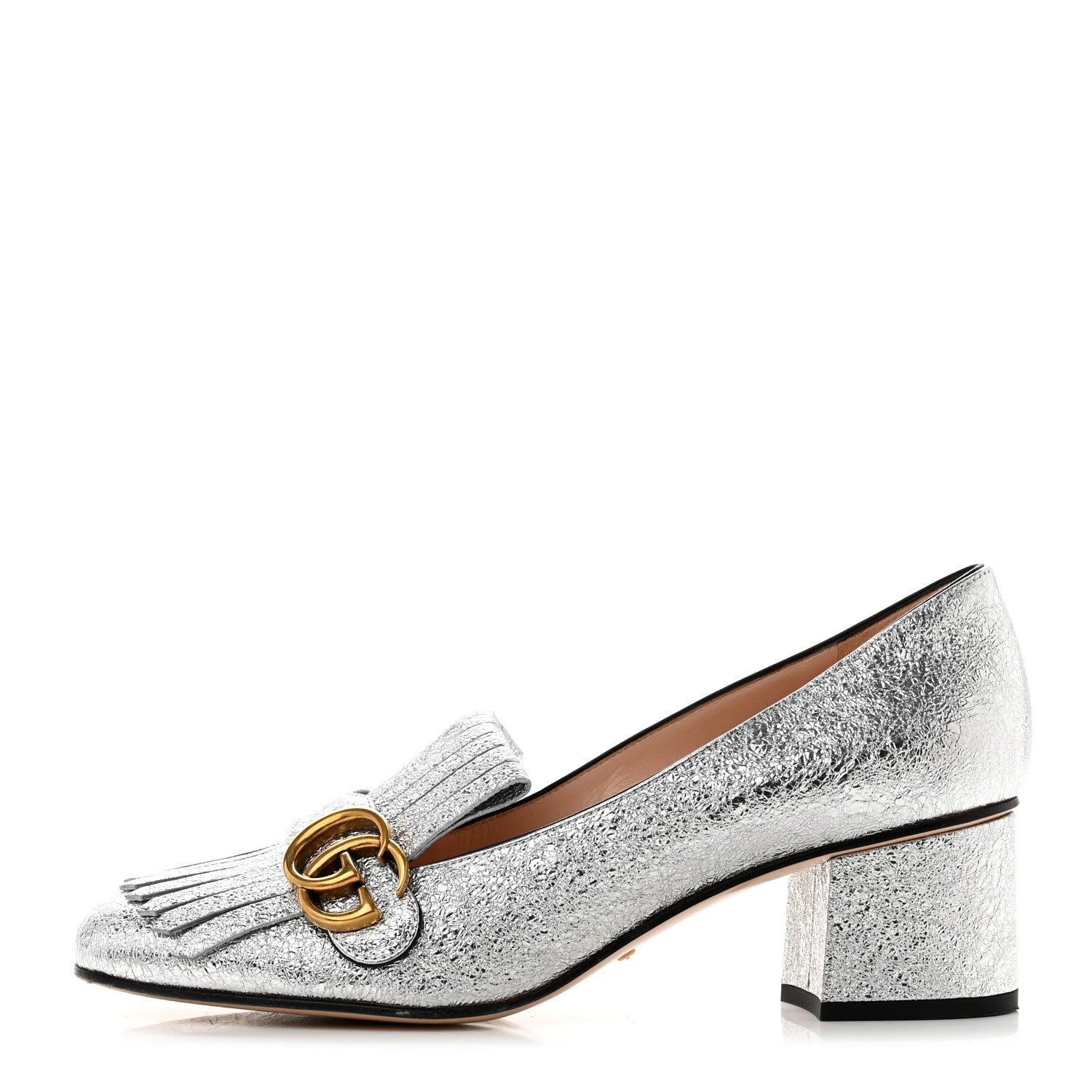 Gucci Galassia GG Marmont Fringe 50mm Loafer Pumps 40 Argento 1 of 9