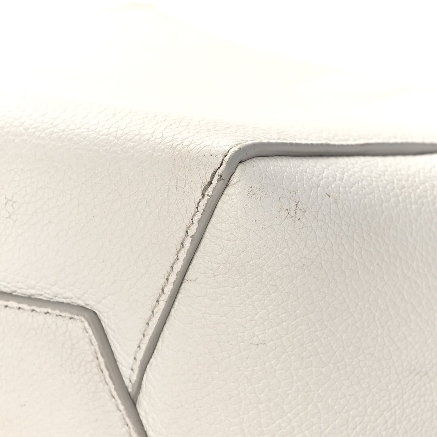Soft Grained Calfskin Small Sangle Bucket Bag White