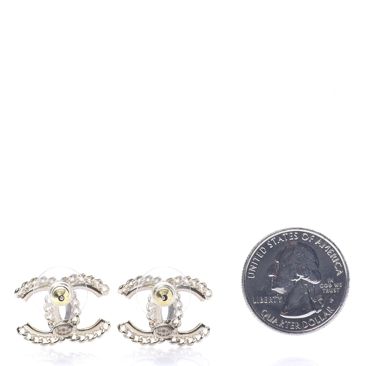 Chanel Crystal Chain CC Earrings Gold 2 of 5