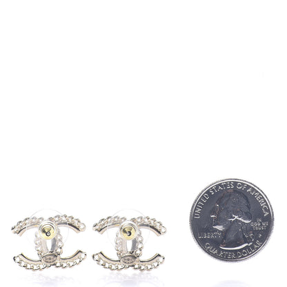 Chanel Crystal Chain CC Earrings Gold 2 of 5
