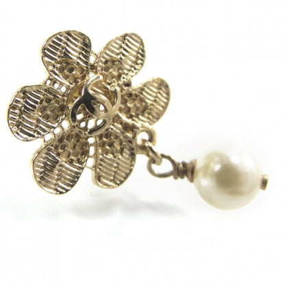 Chanel CC Flower Pearl Dangle Earrings Gold 5 of 5