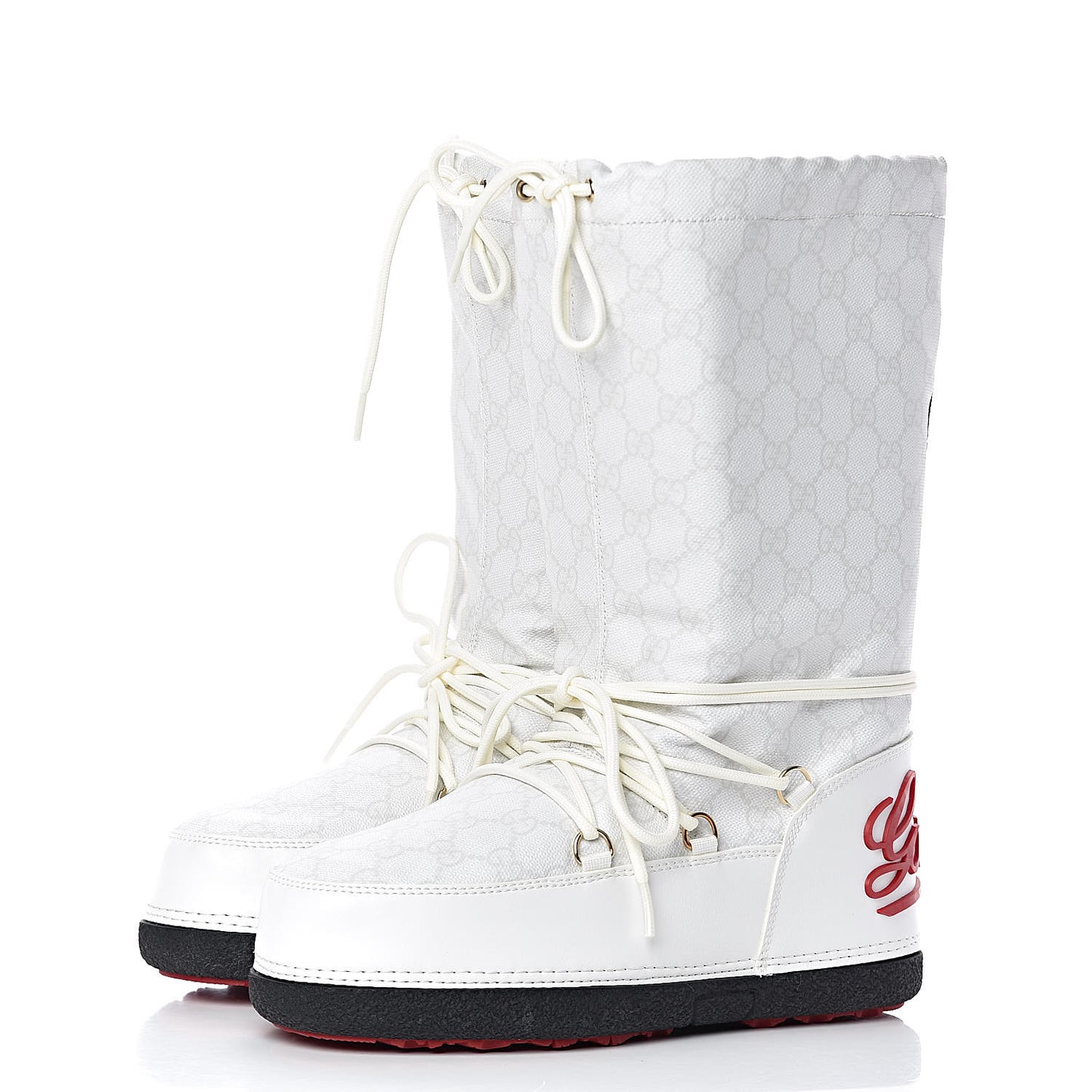 Monogram GG Lace Up Snow Boots 37 White
