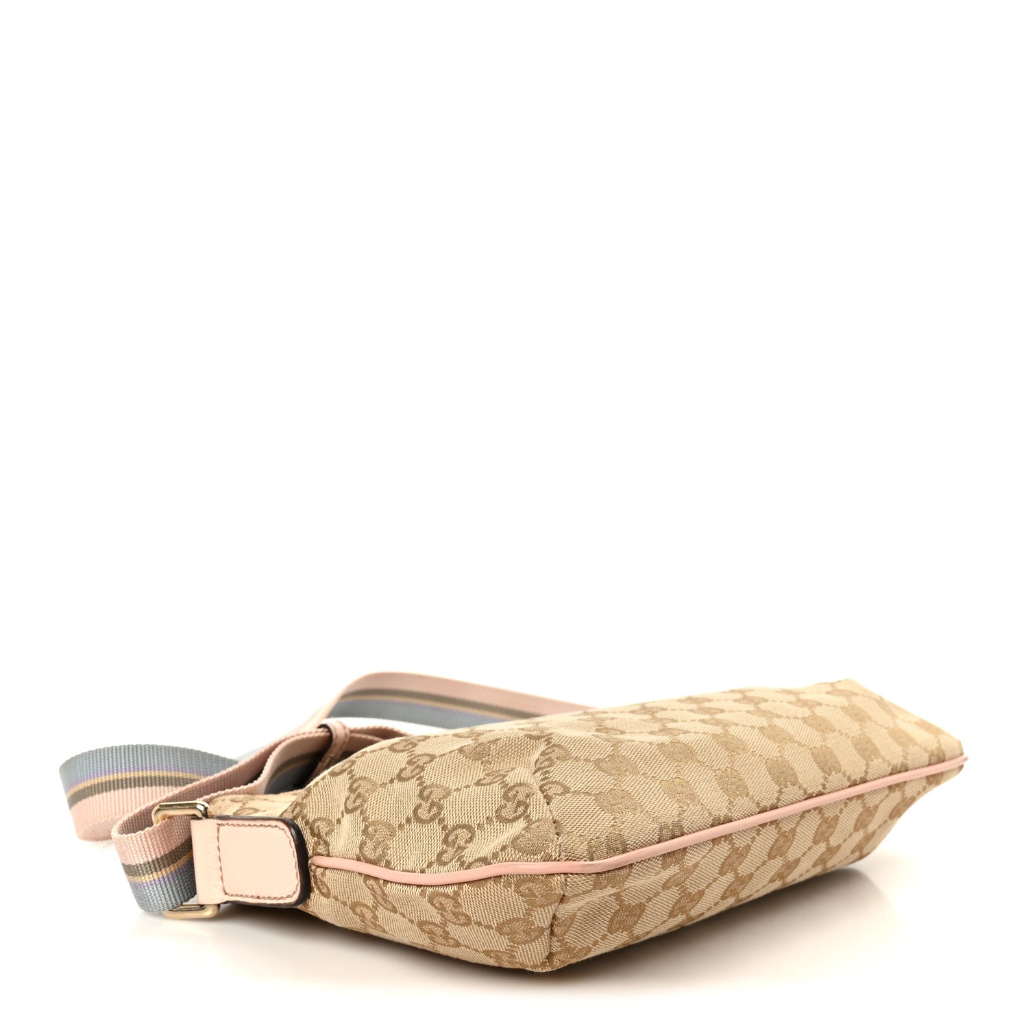 Gucci Monogram Web Small Flat Messenger Crossbody Pink Blue 4 of 11
