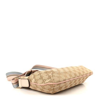 Gucci Monogram Web Small Flat Messenger Crossbody Pink Blue 4 of 11
