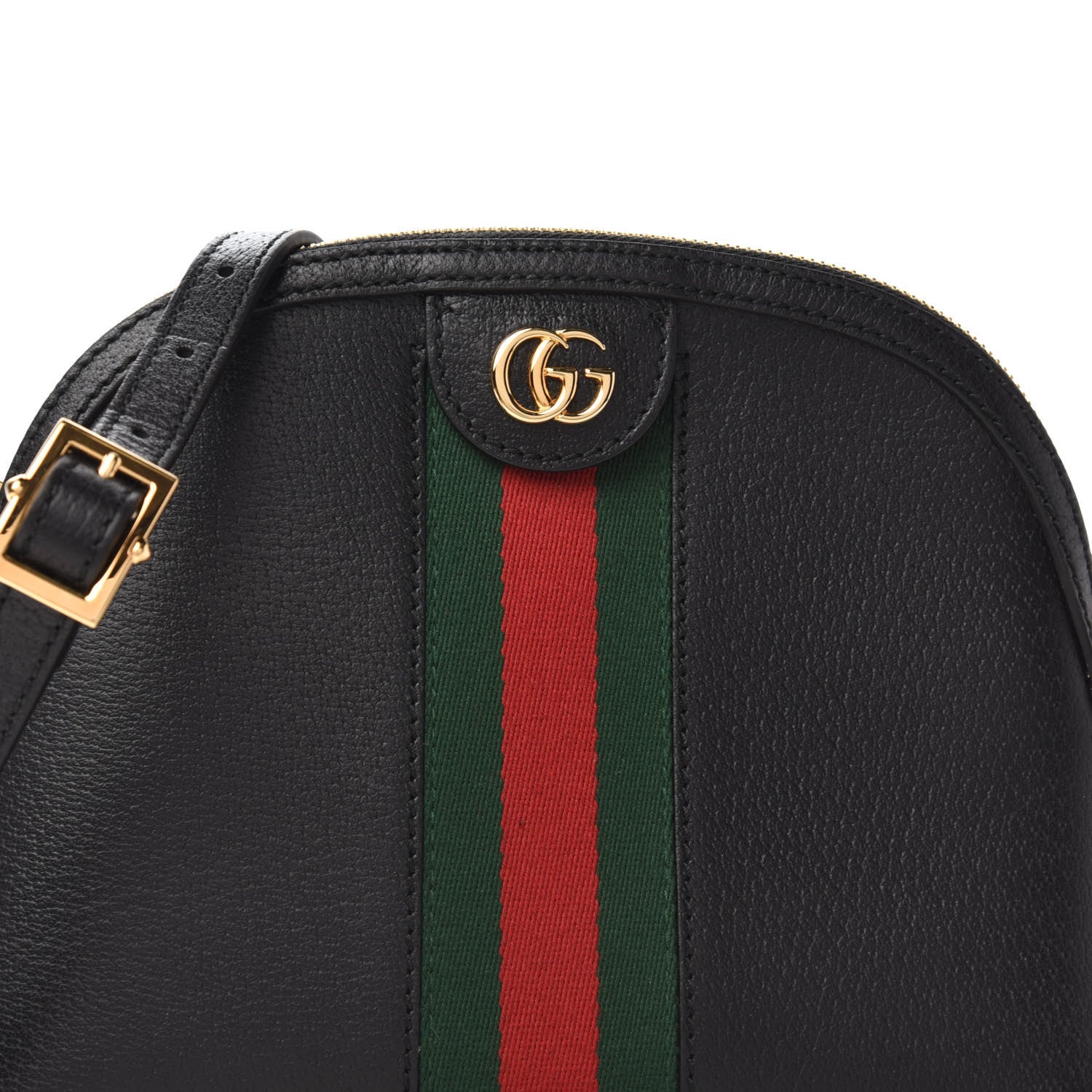 Gucci Calfskin GG Web Small Ophidia Dome Shoulder Bag Black 10 of 10