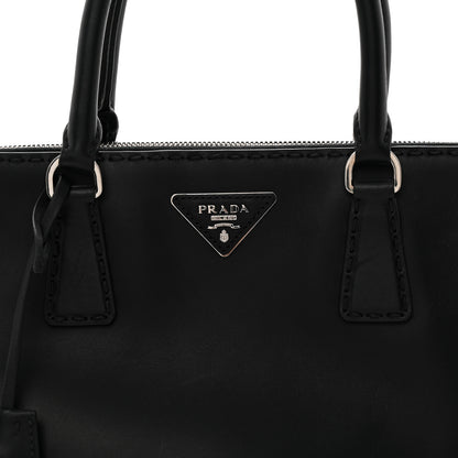 Prada City Calf Hand Stitched Large Galleria Double Zip Tote Black 9 of 13