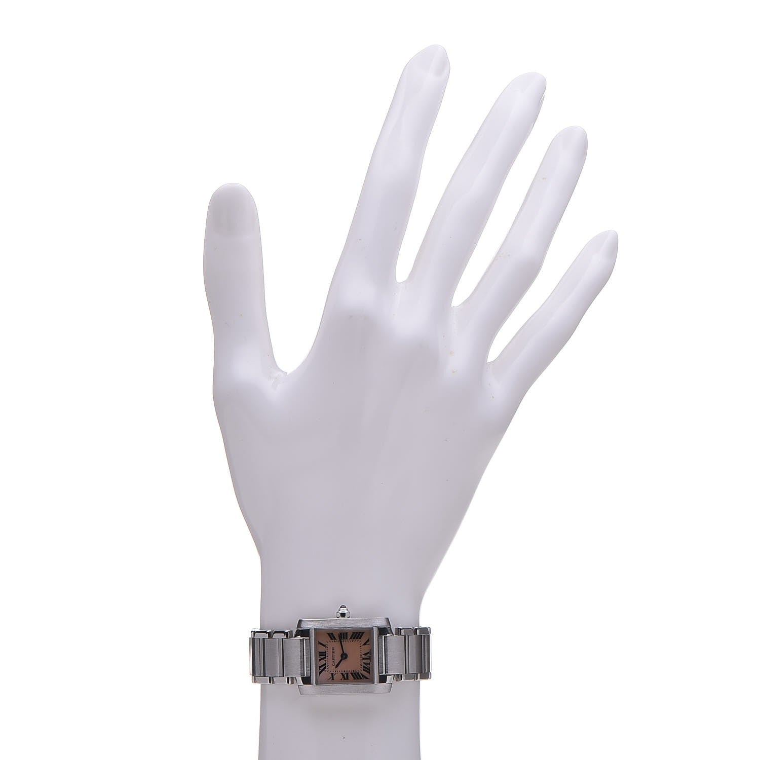 Cartier Stainless Steel Pink Mother of Pearl 20mm Tank Francaise Quartz Watch 2 of 9