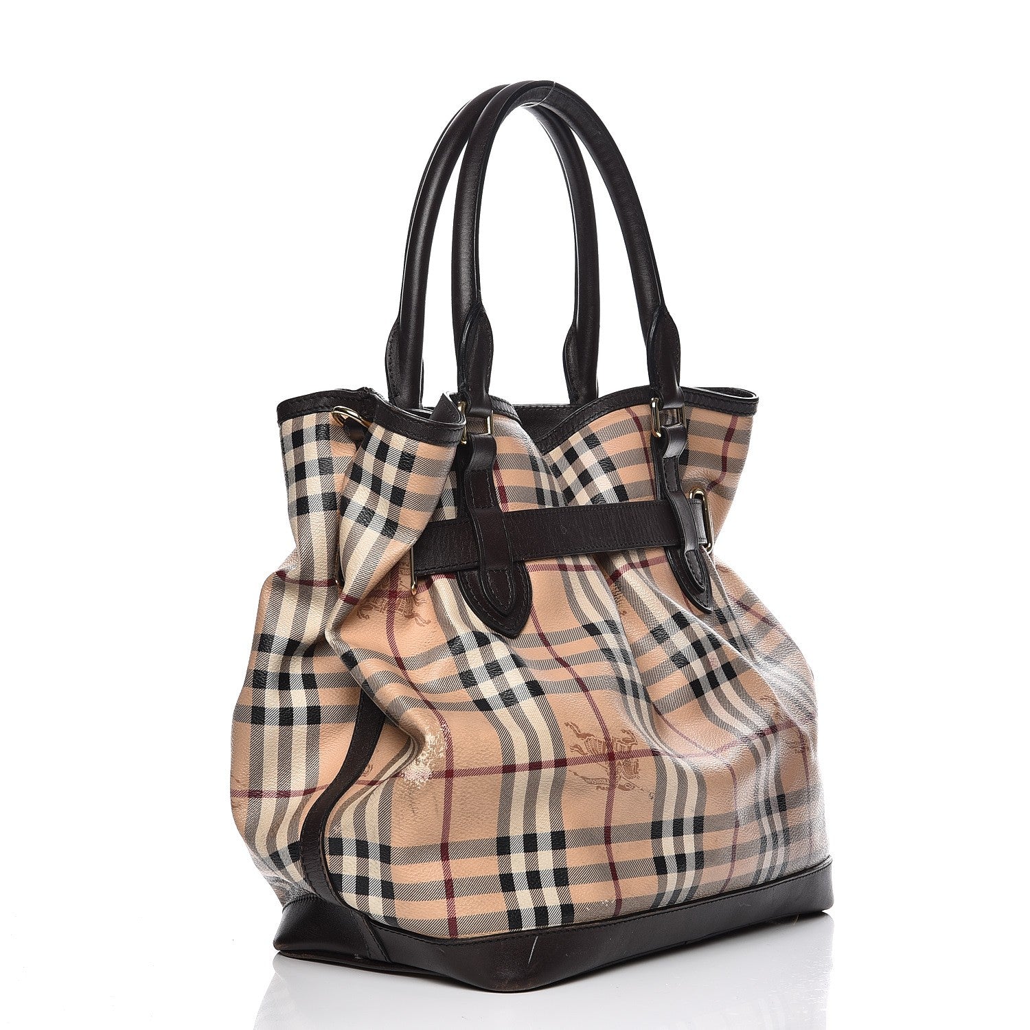 Burberry Haymarket Check Medium Golderton Tote Chocolate 3 of 20