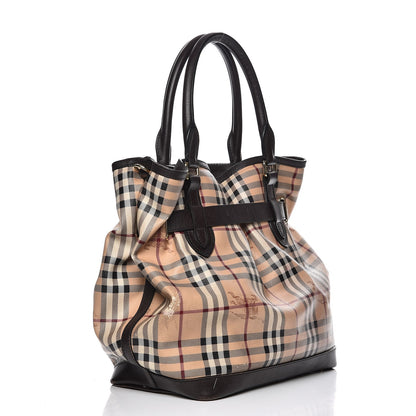 Burberry Haymarket Check Medium Golderton Tote Chocolate 3 of 20