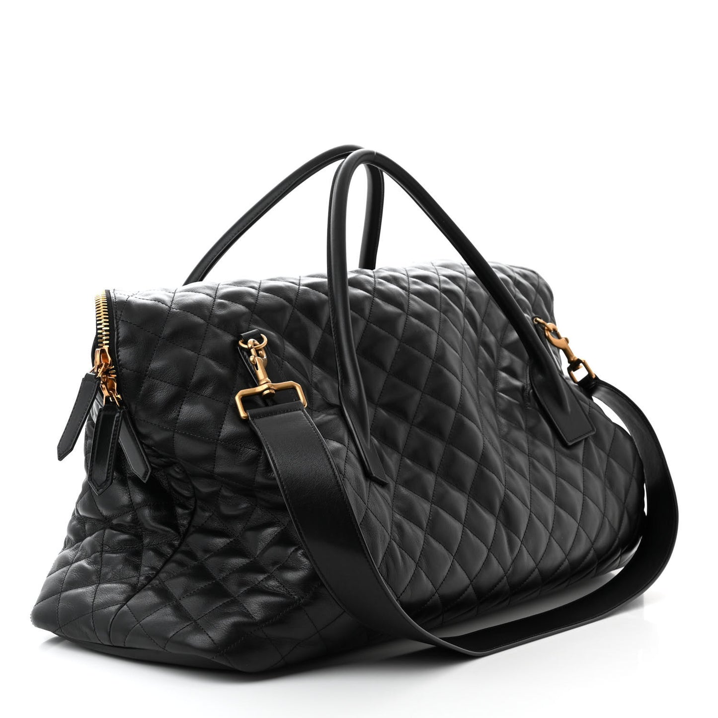 Calfskin Quilted ES Giant Travel Bag Black