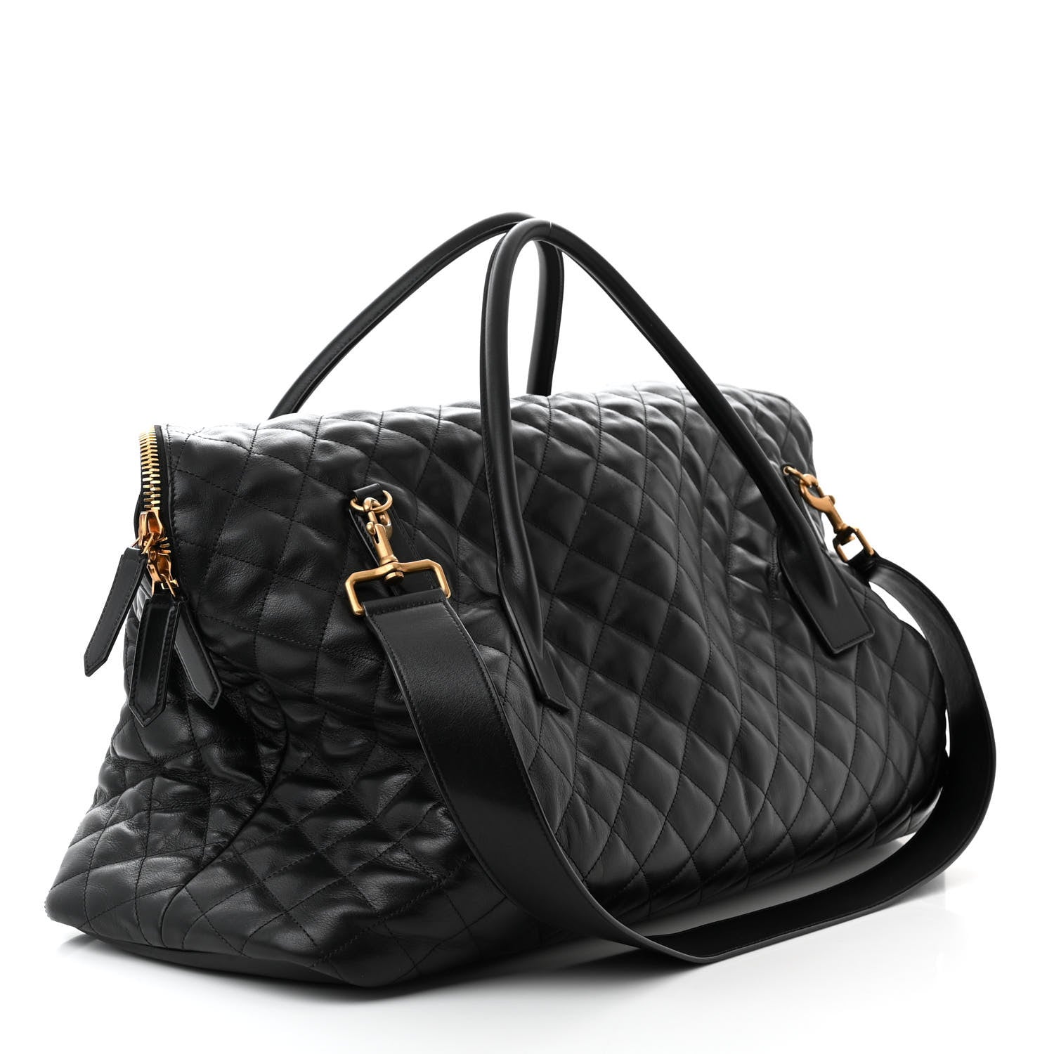 Saint Laurent Calfskin Quilted ES Giant Travel Bag Black 3 of 10