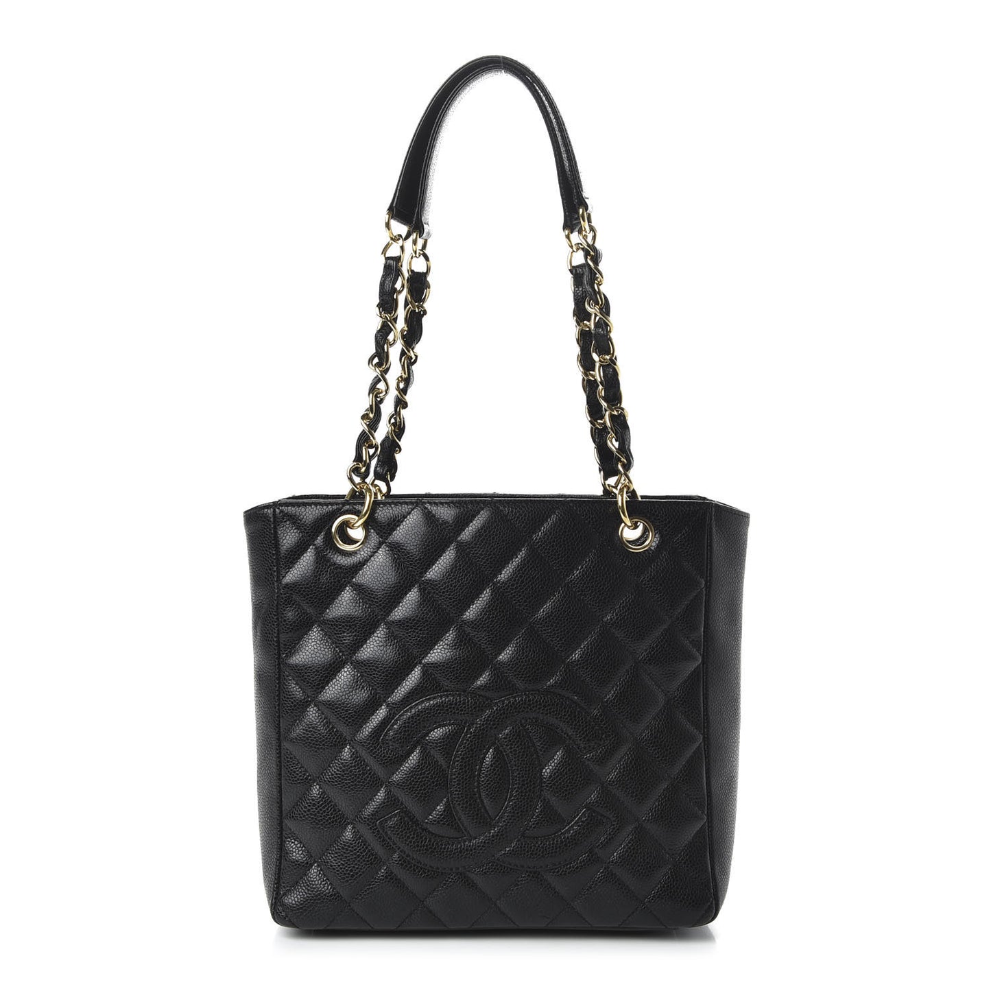 Caviar Quilted Petit Shopping Tote PST Black