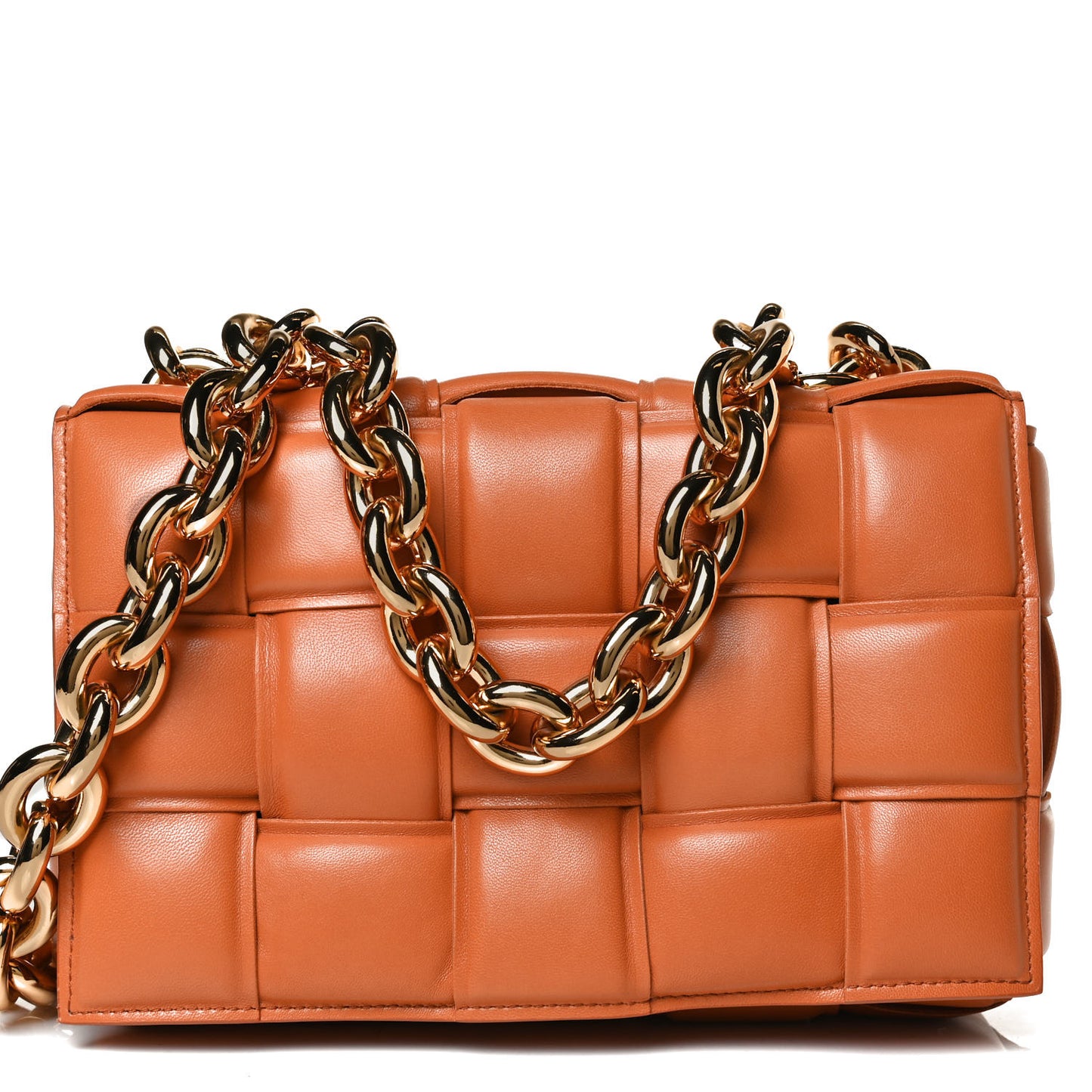 Lambskin Maxi Intreccio Padded Chain Cassette Crossbody Bag Clay