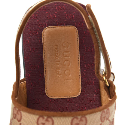 Gucci Canvas GG Monogram Mens Slingback Flat Sandals 11 Beige Ruggine Cuir 6 of 8