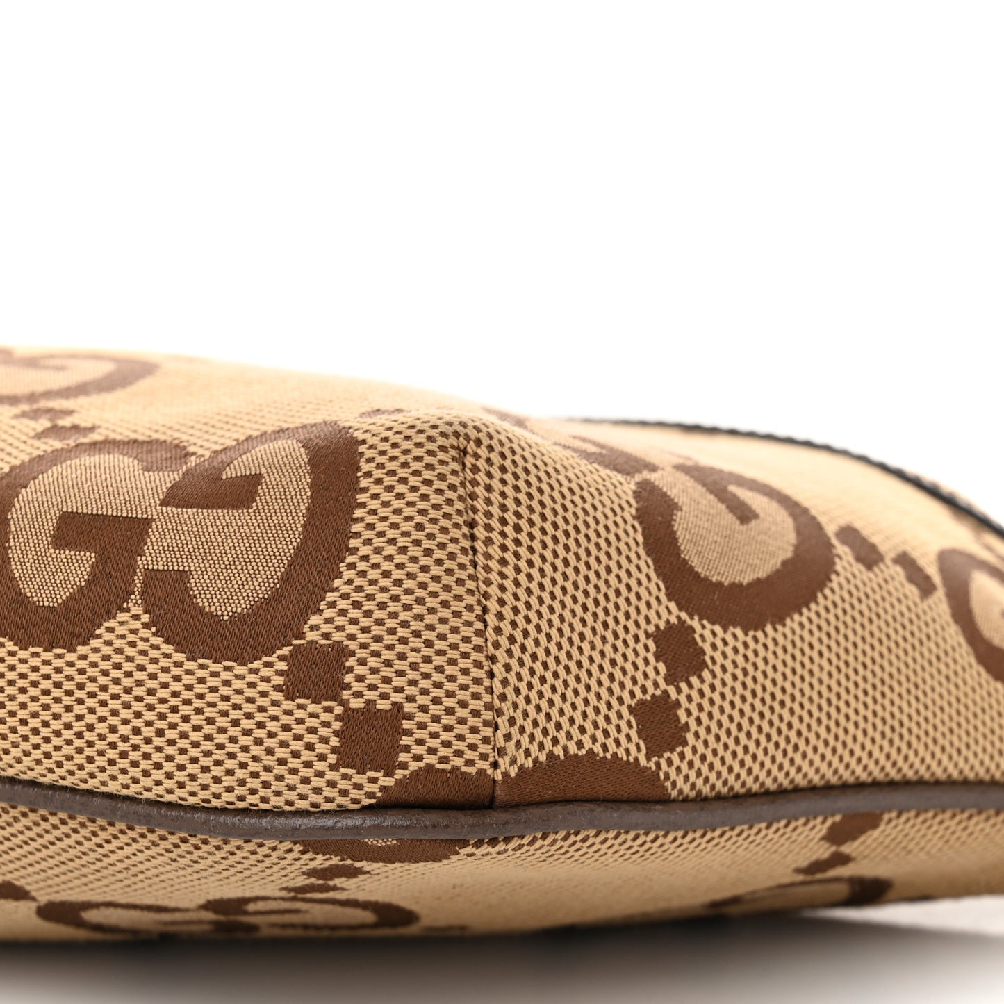 Monogram Jumbo GG Textured Dollar Calfskin Web Belt Bag Camel Ebony New Acero