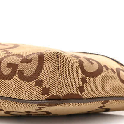 Gucci Monogram Jumbo GG Textured Dollar Calfskin Web Belt Bag Camel Ebony New Acero 10 of 11