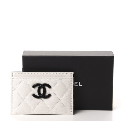 Chanel Caviar Quilted My Everything Card Holder White Black 9 of 9