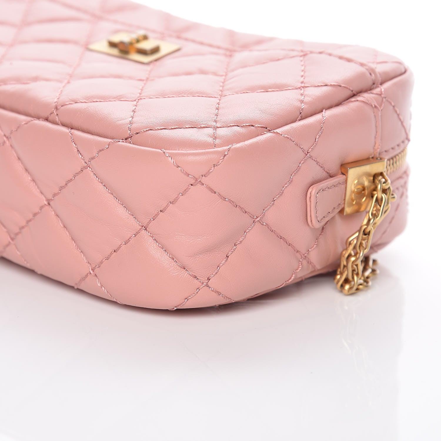 Chanel Aged Calfskin Quilted Mini Reissue Camera Case Pink 10 of 11