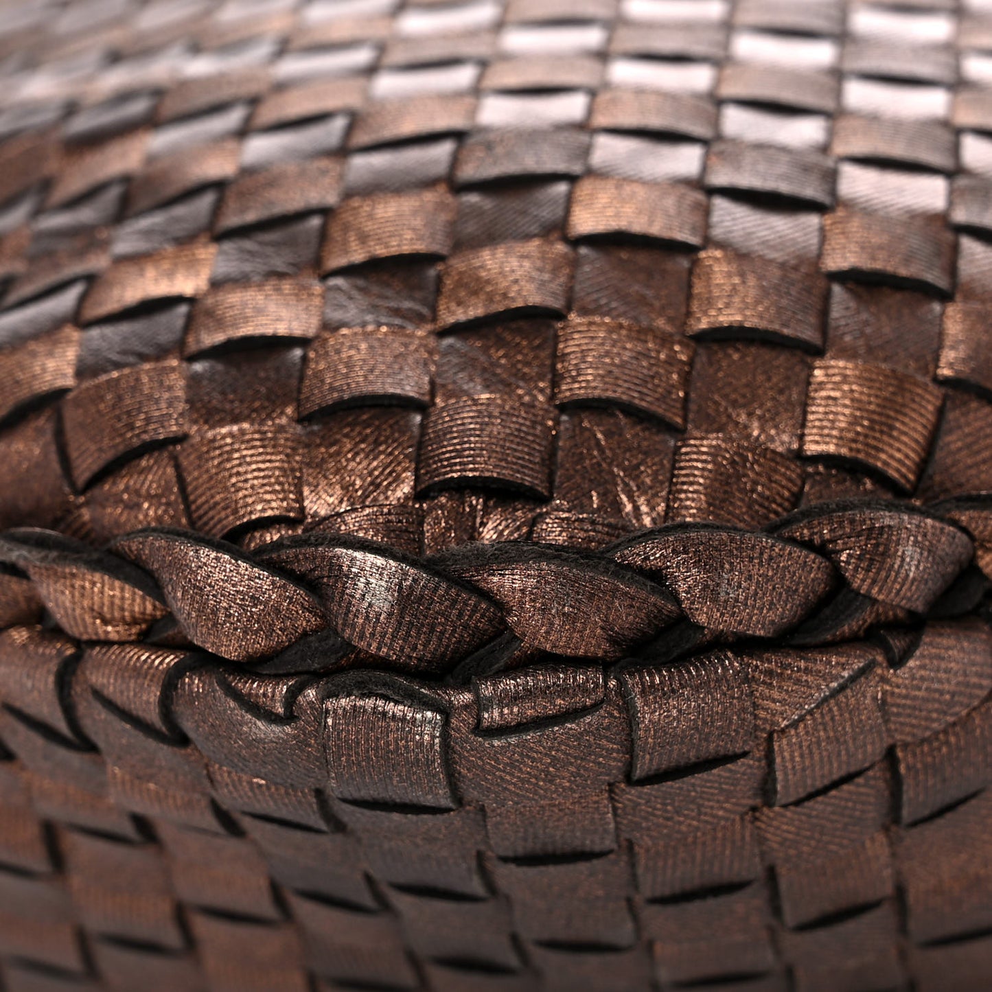 Metallic Nappa Intrecciato Large Veneta Hobo Copper