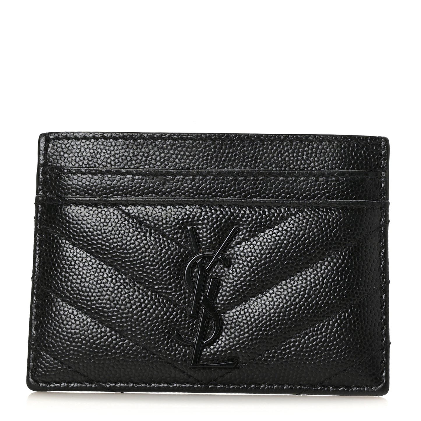 Grain De Poudre Matelasse Chevron Monochrome Monogram Credit Card Case Black