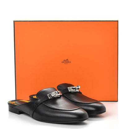 Hermes Calfskin Oz Mules 38 Black 8 of 8