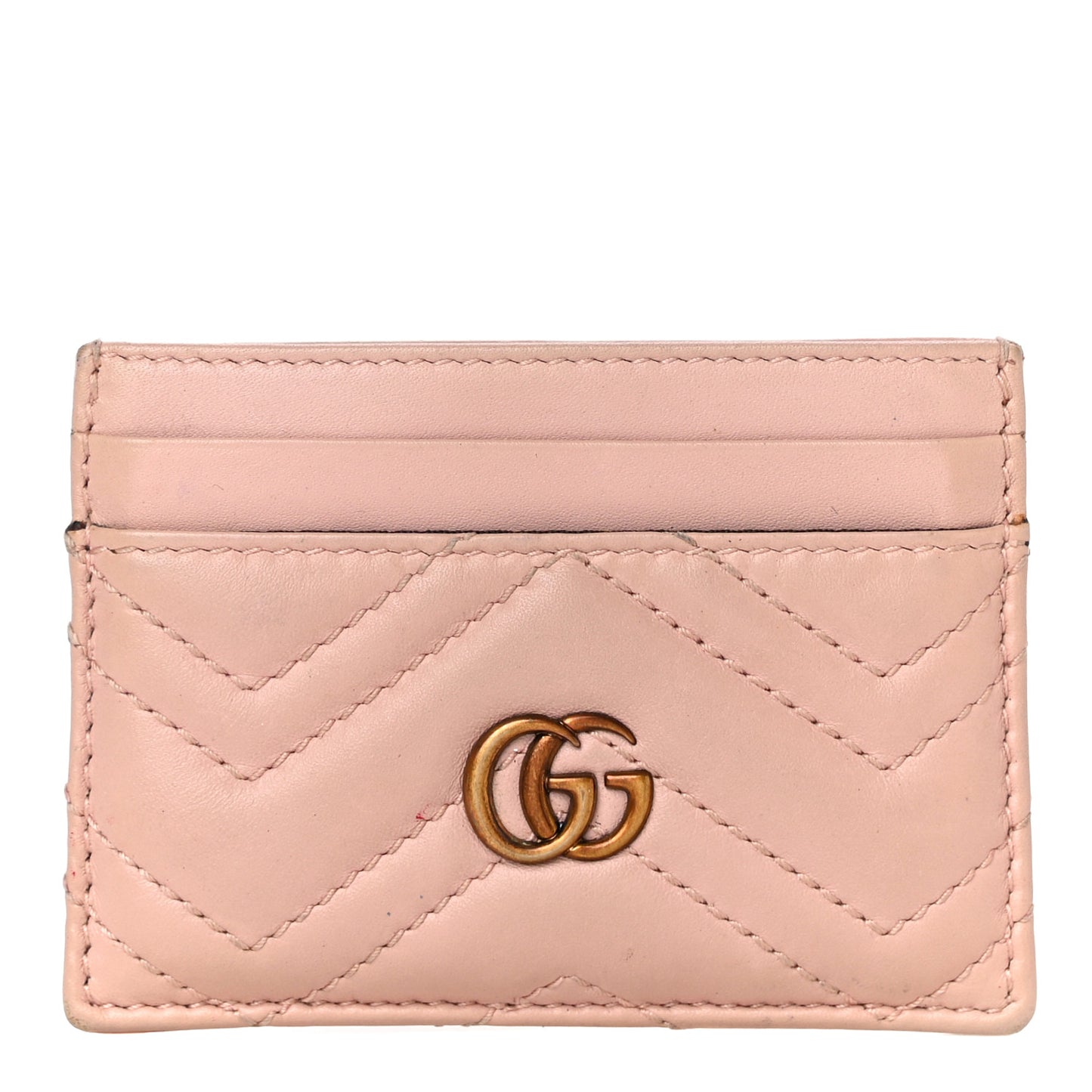 Calfskin Matelasse GG Marmont Card Holder Perfect Pink