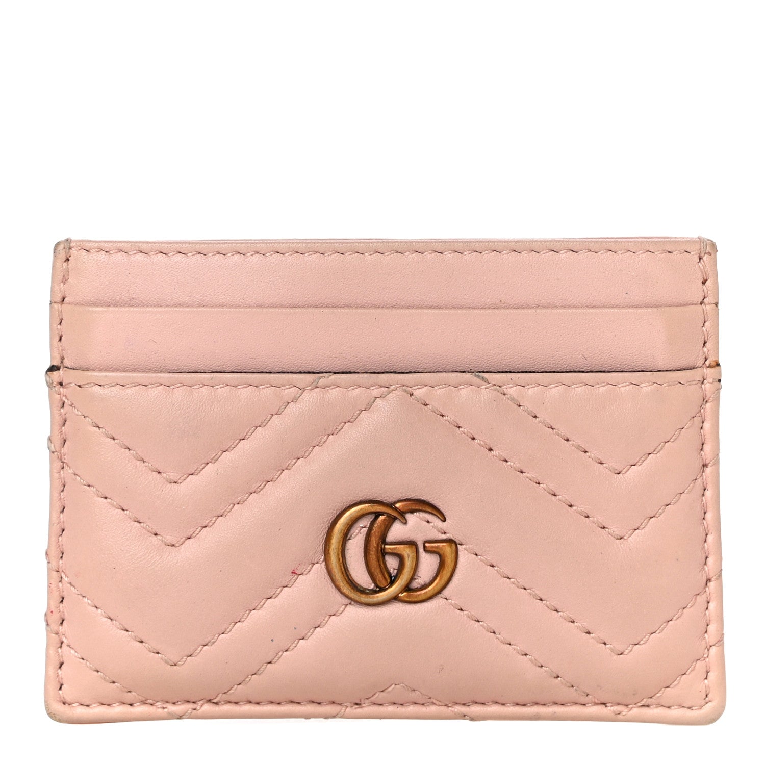 Gucci Calfskin Matelasse GG Marmont Card Holder Perfect Pink 1 of 15