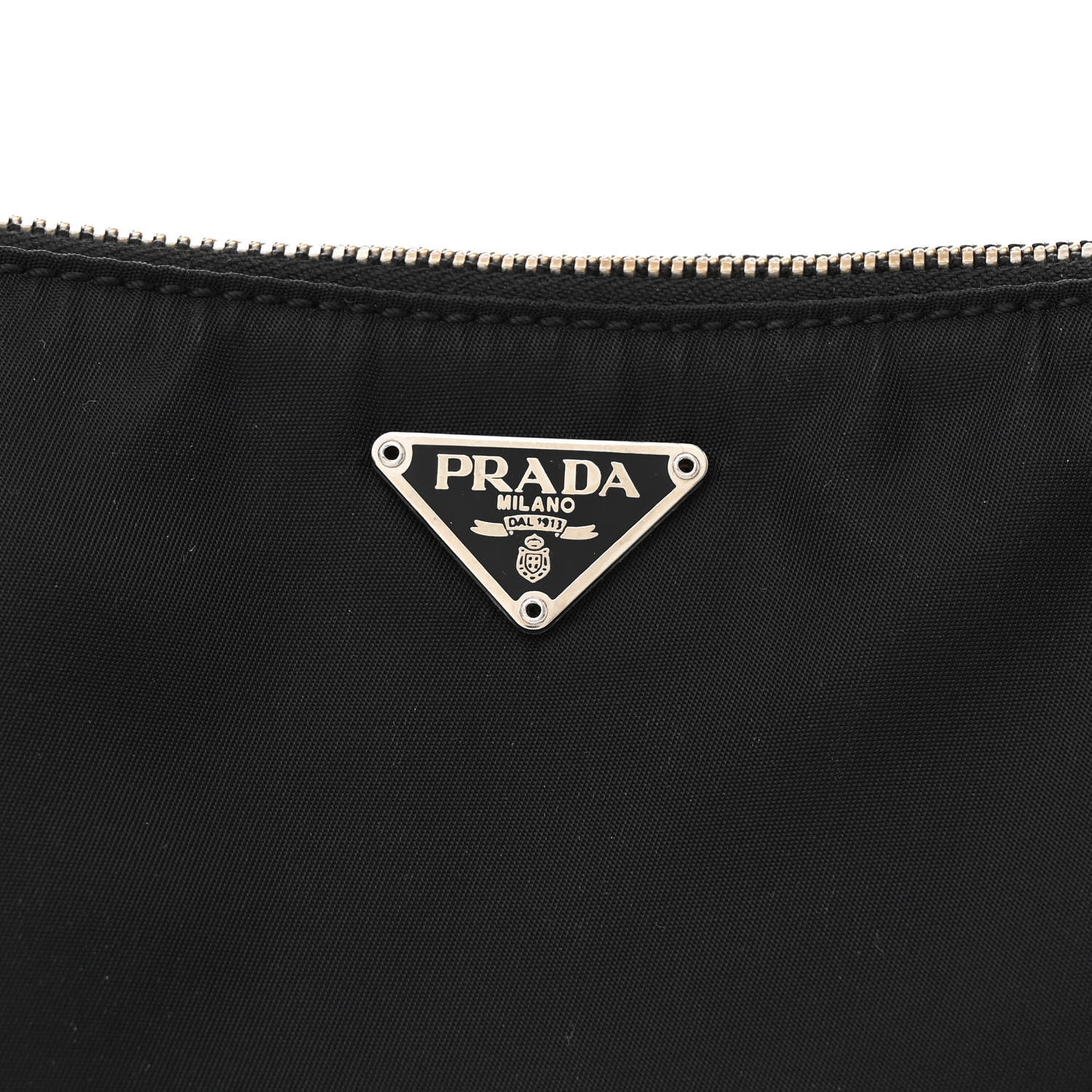 Prada Tessuto Nylon Saffiano Barrel Pochette Black 8 of 11