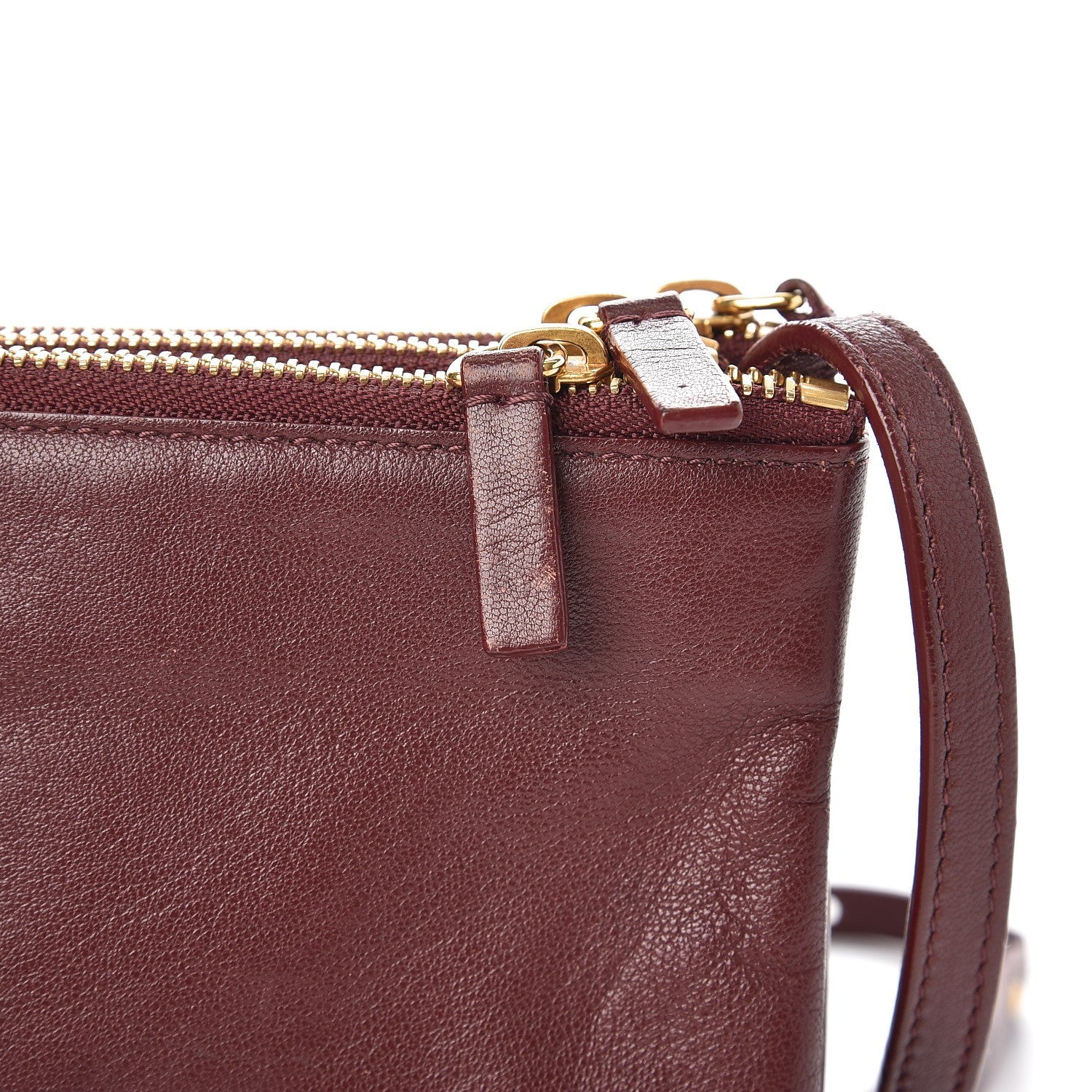 Celine Smooth Lambskin Small Trio Crossbody Bag Burgundy 10 of 11