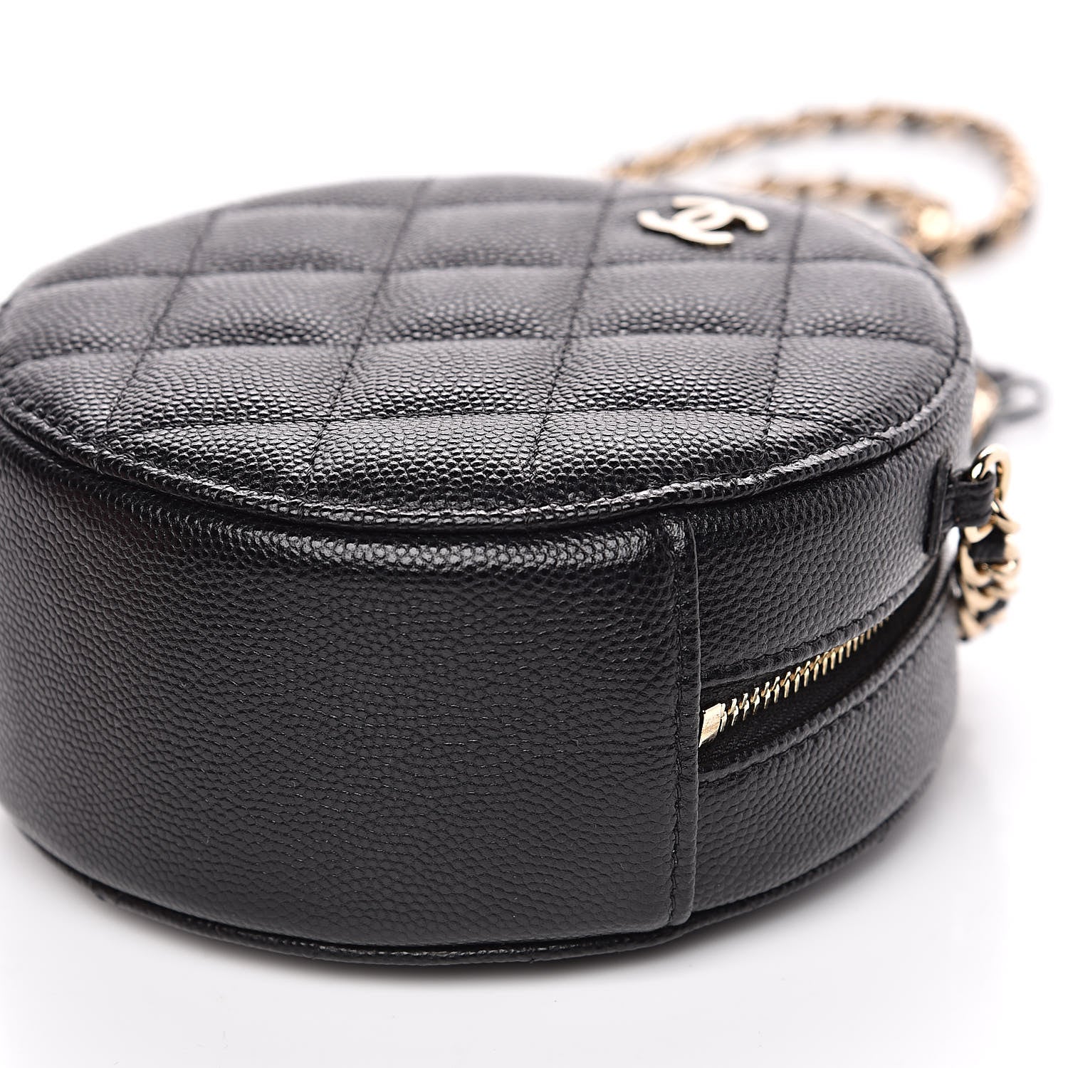 Chanel Caviar Quilted Round Clutch With Chain Black 9 of 10