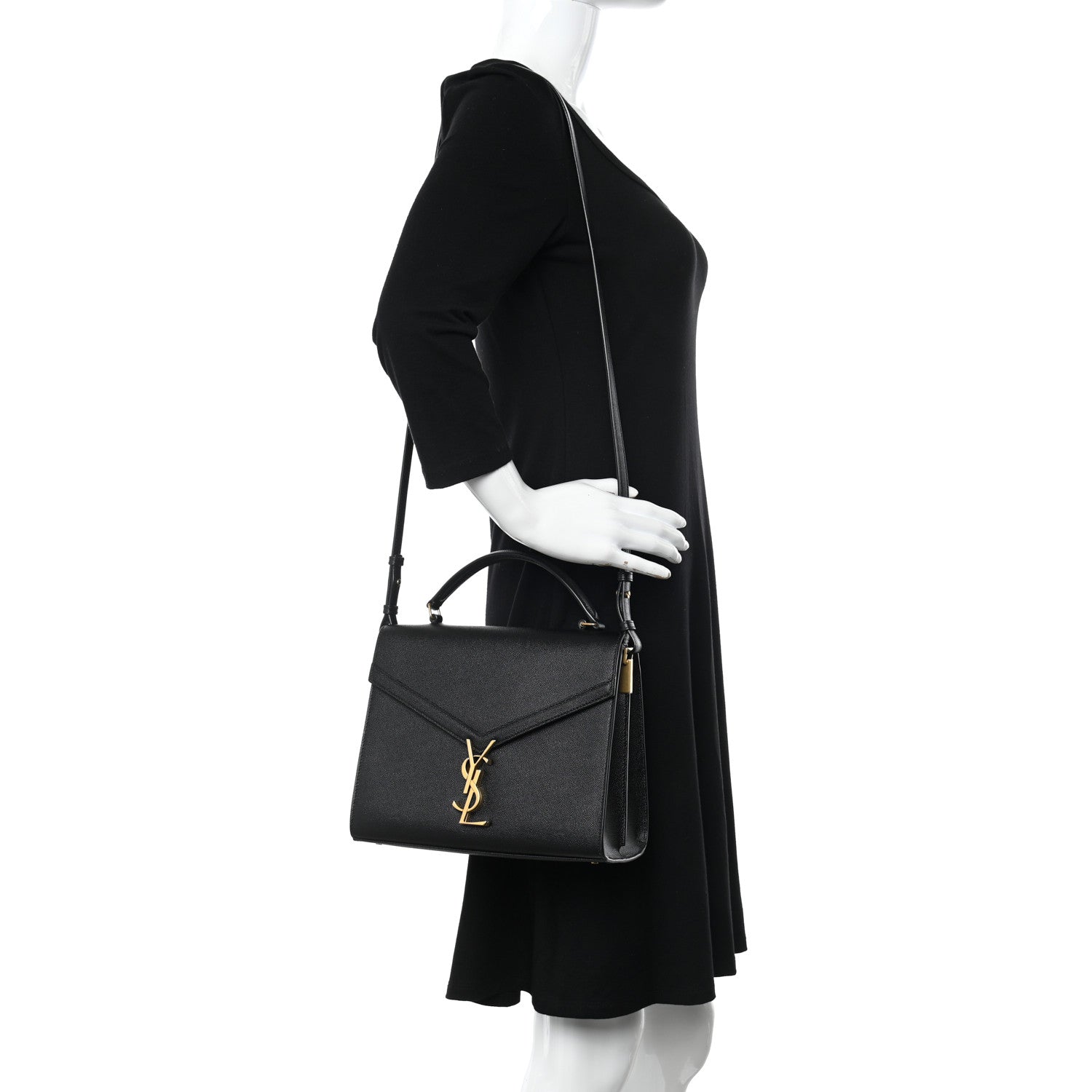 Saint Laurent Grain de Poudre Medium Classic Monogram Cassandra Top Handle Black 2 of 11