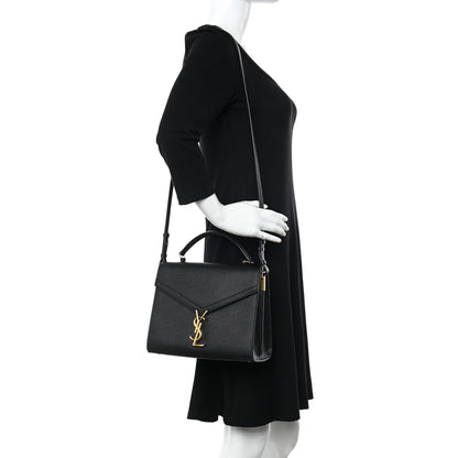 Saint Laurent Grain de Poudre Medium Classic Monogram Cassandra Top Handle Black 2 of 11